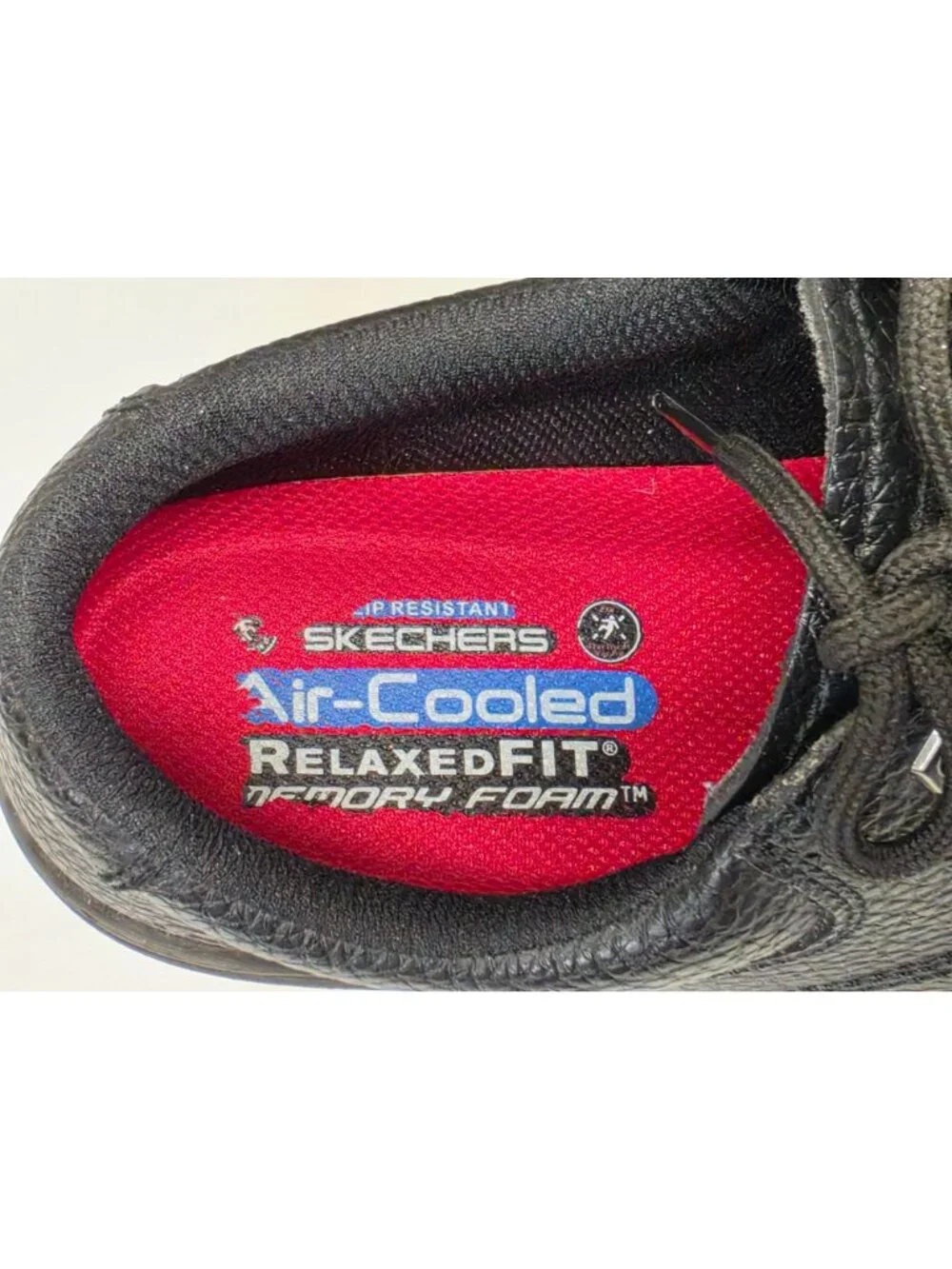 Skechers Work Cottonwood Jaken SR Shoes Mens 7.5 Black Leather Slip Resistant